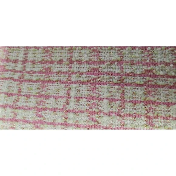 WAYF Blazer M Calling Elle Woods Boucle Check Pearl Rhinestone Button Pink/Gold - Picture 8 of 11